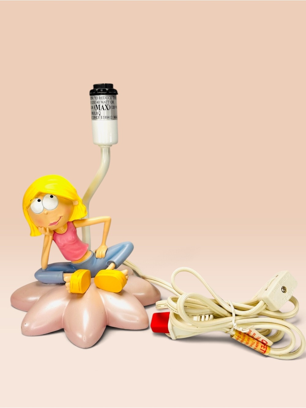 Vintage Disney Lizzie McGuire Flower Powered Desk Lamp Working